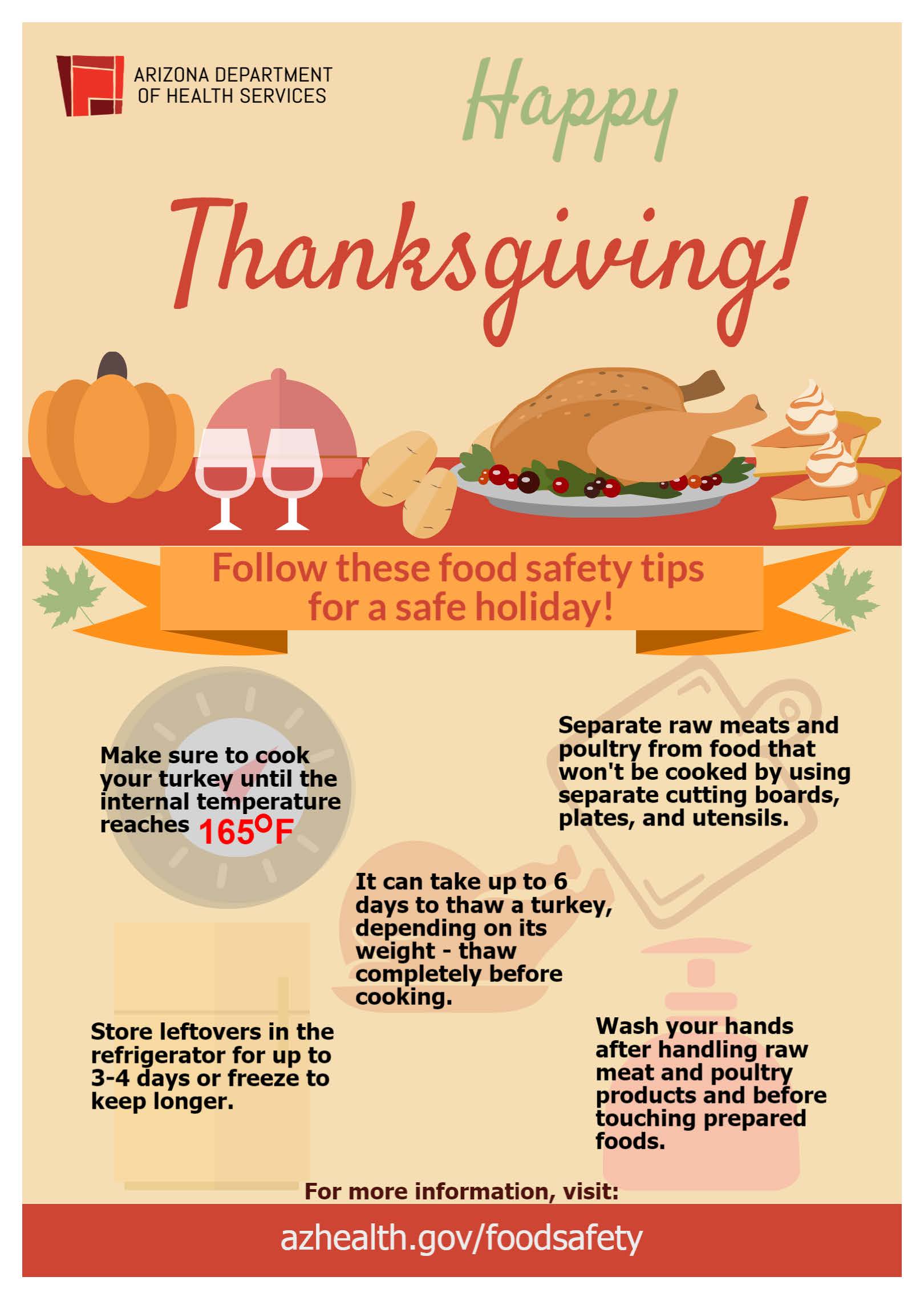 Tips To Keep Your Thanksgiving Meals Safe Az Dept Of Health Services