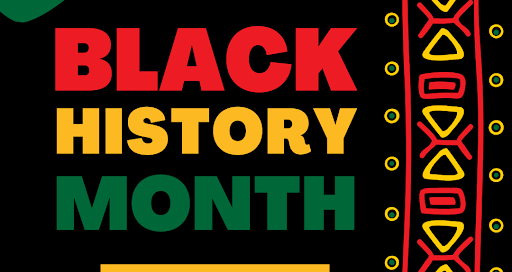 African pattern design frames the words "Black History Month, February 2025"