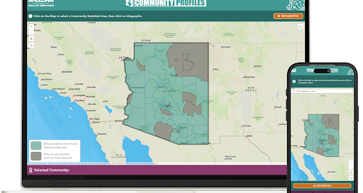 image of a screenshot from the community profiles map of Arizona. This is a small preview of the imagery and data that can be accessed here.